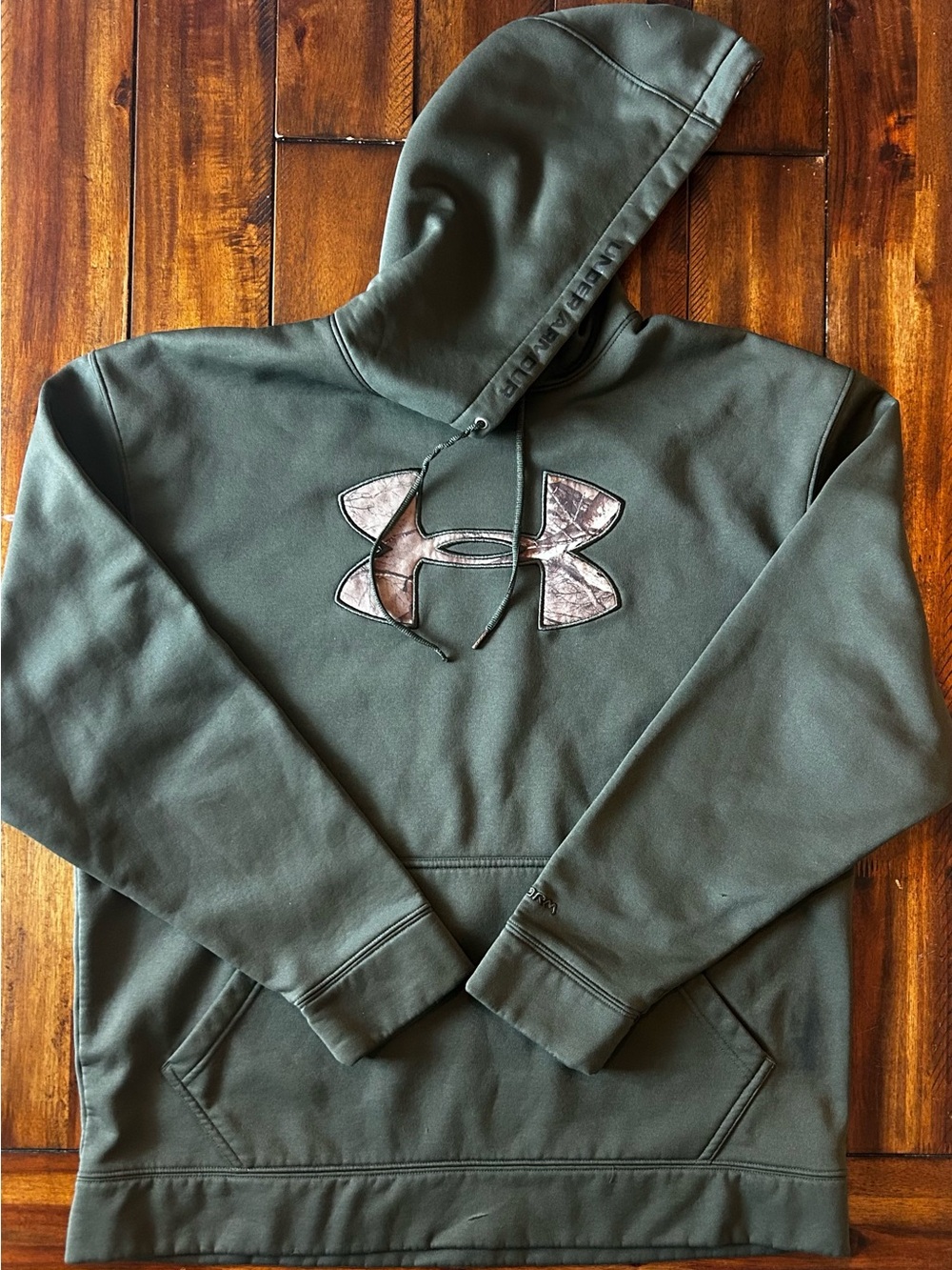 Under Armour Men's Crewneck Hoodie - Olive Green with Camo Logo